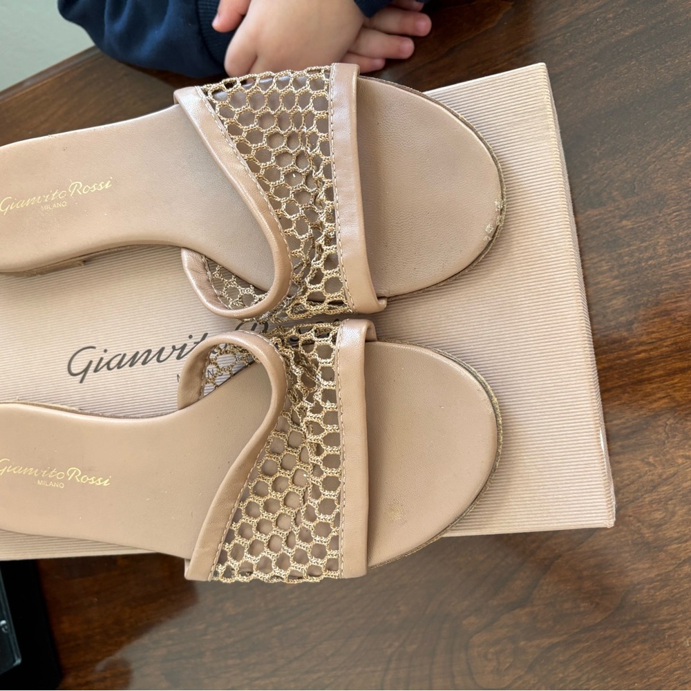 Gianvito Rossi Tan Mesh Sandals